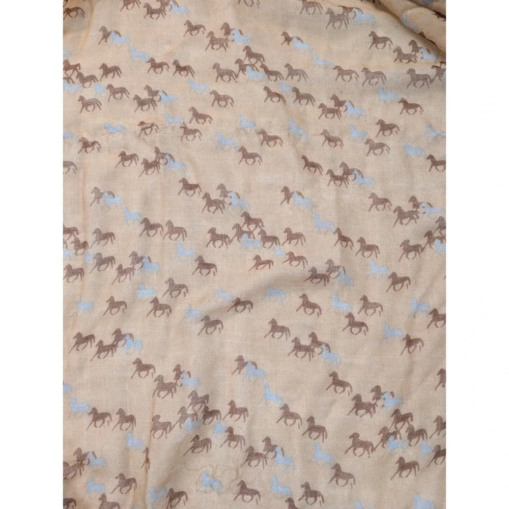 Horse Print Rectangle Scarf Shawl Western Brown Semi-Sheer